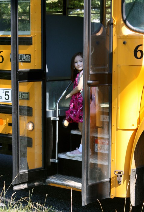 getting on the school bus