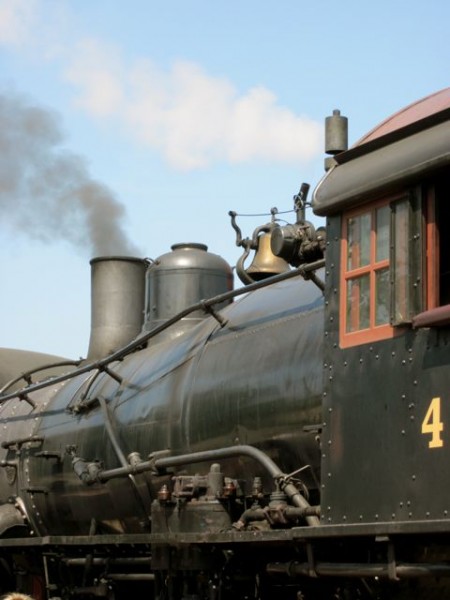 close-up black steam engine 