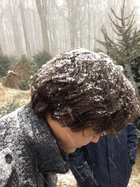 snow in hair
